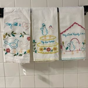 Anthropologie Love Birds Tea Towel Set